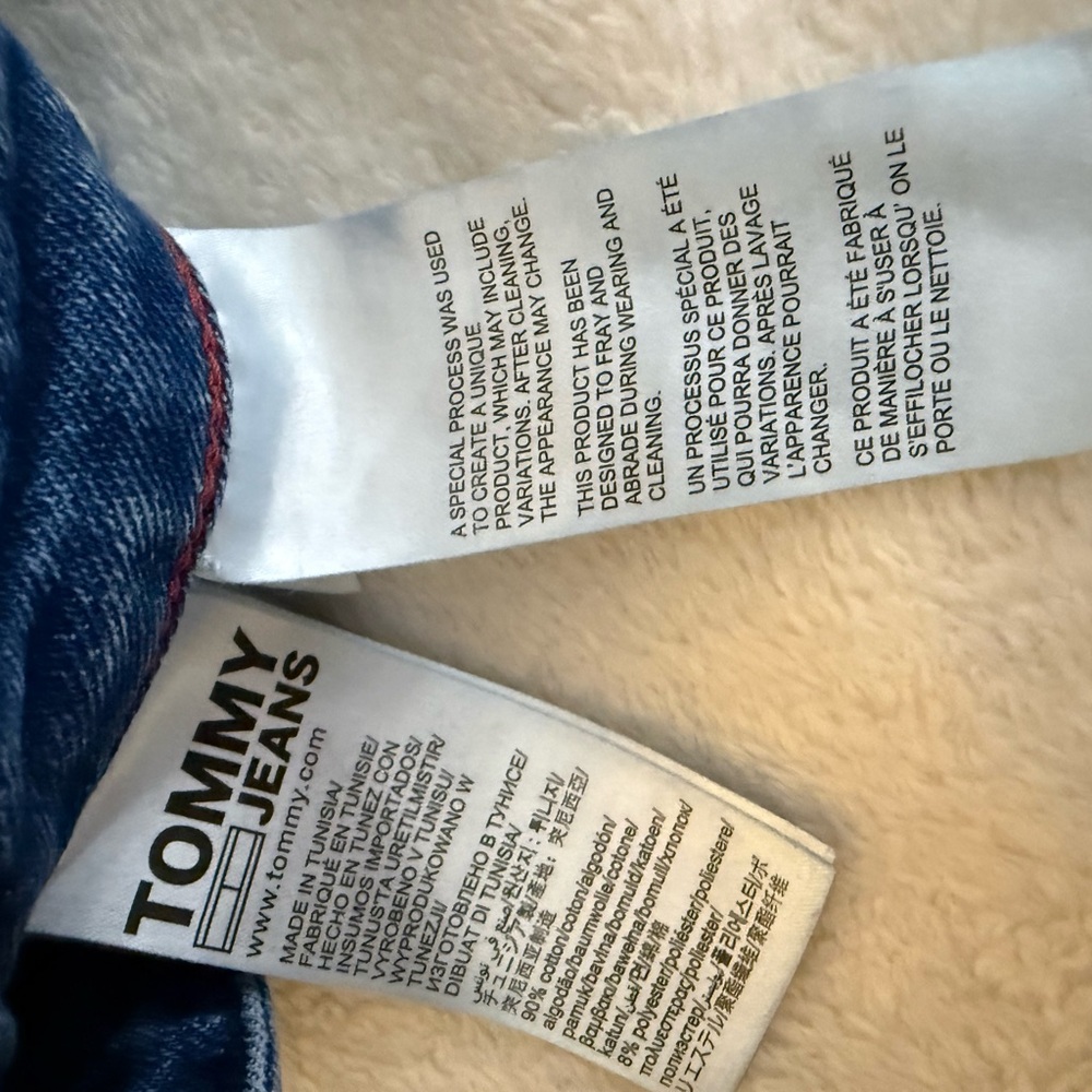 Tommy Jeans Denim Mini Skirt Med Wash Raw Hem Side Zips Blue Sz 32 Biker Plus Sz - Picture 9 of 9